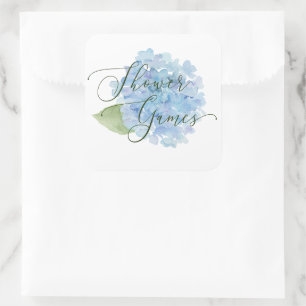 Cuadrada Shower Games Pegatina Blue Hydrangea
