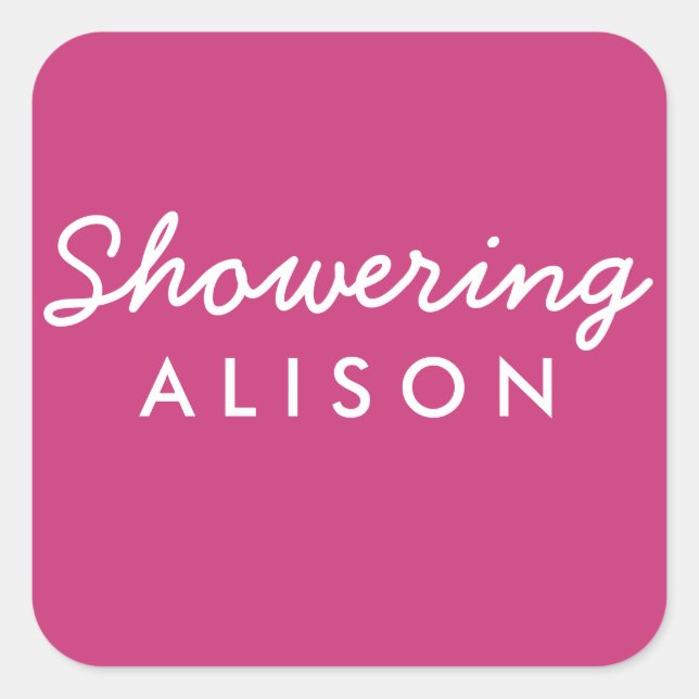 Cuadrada Showering Mom-To-Be Baby Shower Mason Jar Pegatina (Anverso)