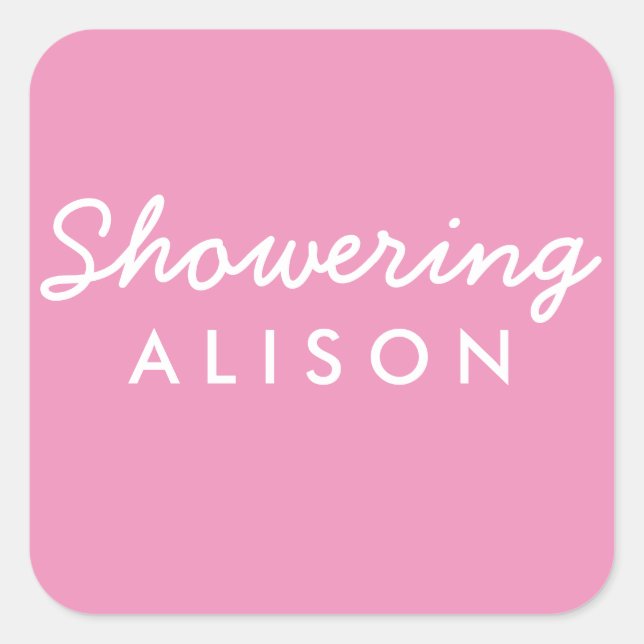 Cuadrada Showering Mom-To-Be Baby Shower Mason Jar Pegatina (Anverso)