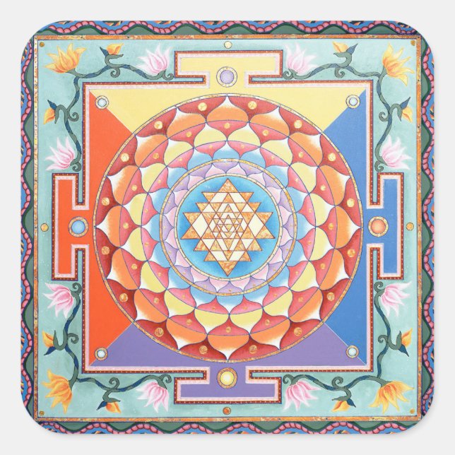 Cuadrada Shri Yantra pegatina (Anverso)
