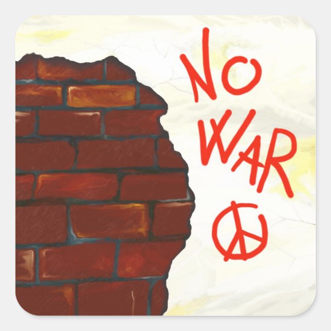 Cuadrada Símbolo de paz en la pared, pegatina (Anverso)