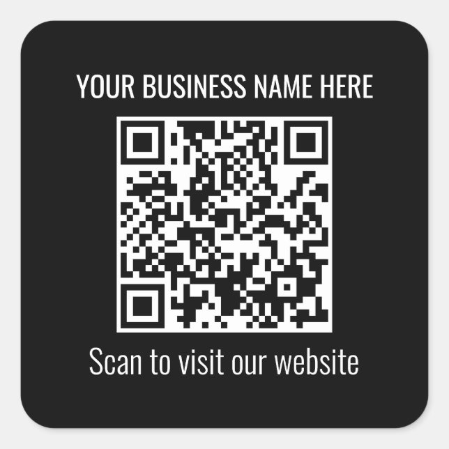 Cuadrada Simple QR Code Moderno Pegatina cuadrado negro (Anverso)