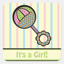 Cuadrada Simplemente Pegatina de Invitación de Sweet Rattle