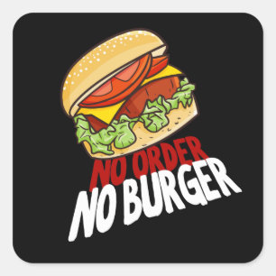 Cuadrada Sin orden sin Pegatina de la plaza de hamburguesas