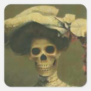 Cuadrada Skeleton gótico Lady Pegatina