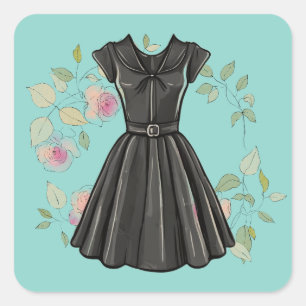 Cuadrada Sleek Pegatina LBD Vintage Pequeña Decoración De V