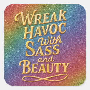 Cuadrada Snarky Wreak Havoc con Sass y Beauty Pegatina