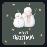 Cuadrada Snowman Merry Christmas pegatina<br><div class="desc">¡Acepta el espíritu festivo con este delicioso pegatina de Feliz Navidad! Con un animado muñeco de nieve sobre un vibrante entorno verde, este pegatina capta la magia de la temporada de vacaciones. El muñeco de nieve, adornado con una bufanda clásica y una sonrisa cálida, se distingue maravillosamente entre una salpicadura...</div>