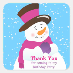 Cuadrada Snowman Winter Wonderland Chica Gracias Pegatina