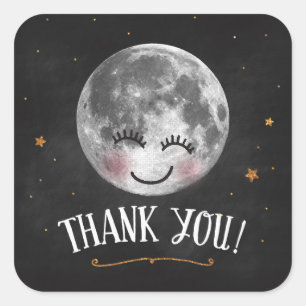Cuadrada Sobre la luna Gracias Pegatina