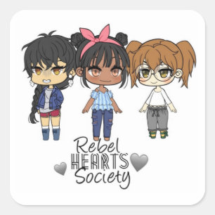 Cuadrada Sociedad Rebel Hearts Pegatina 1
