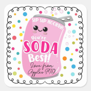 Cuadrada soda - pegatina cuadrado de apreciación liviana