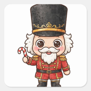 Cuadrada Soldado Cascanueces Adorable Pegatina de Navidad