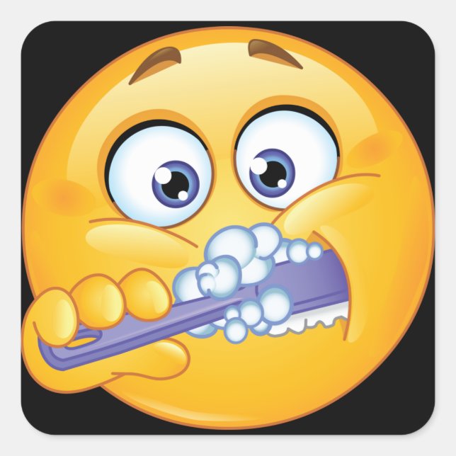 Cuadrada Sonrisa - Cepíllate con tu Pegatina de dientes (Anverso)