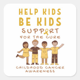 Cuadrada soporte para cáncer infantil para una Pegatina de 