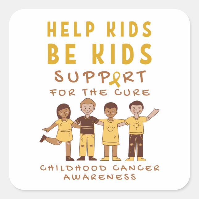 Cuadrada soporte para cáncer infantil para una Pegatina de  (Anverso)