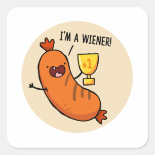 Cuadrada Soy un Pegatina Wiener Hotdog Pun