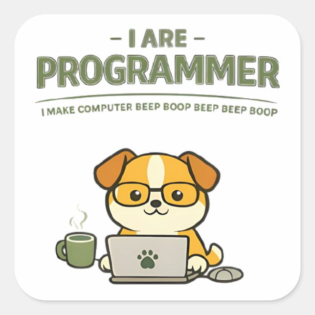 Cuadrada Soy un programador divertido pegatina clásica redo (Anverso)