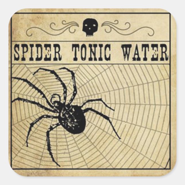 Cuadrada Spider Tonic Water Halloween Pegatina (Anverso)