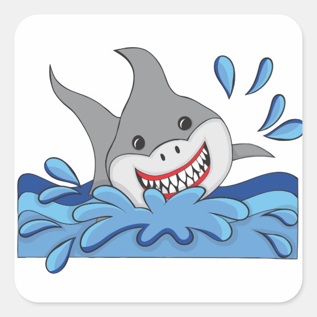 Cuadrada Splash Shark Pegatina (Anverso)