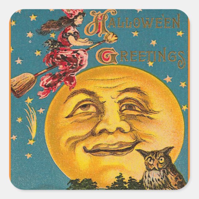 CUADRADA SQUARE HALLOWEEN PEGATINA VINTAGE MOON (Anverso)
