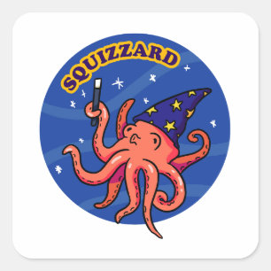 Cuadrada Squizzard Funny Magic Animal Pun Pegatina