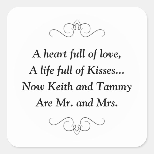 Cuadrada Sr. y Sra. Square Pegatina (Anverso)