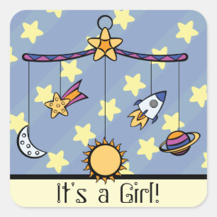 Cuadrada Sueños de Pegatina de Invitación móvil espacial