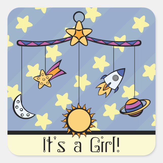 Cuadrada Sueños de Pegatina de Invitación móvil espacial (Anverso)