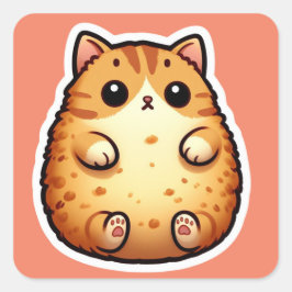Cuadrada Super Fluffy Cute Cat Pegatina para los amantes de