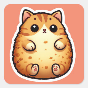 Cuadrada Super Fluffy Cute Cat Pegatina para los amantes de