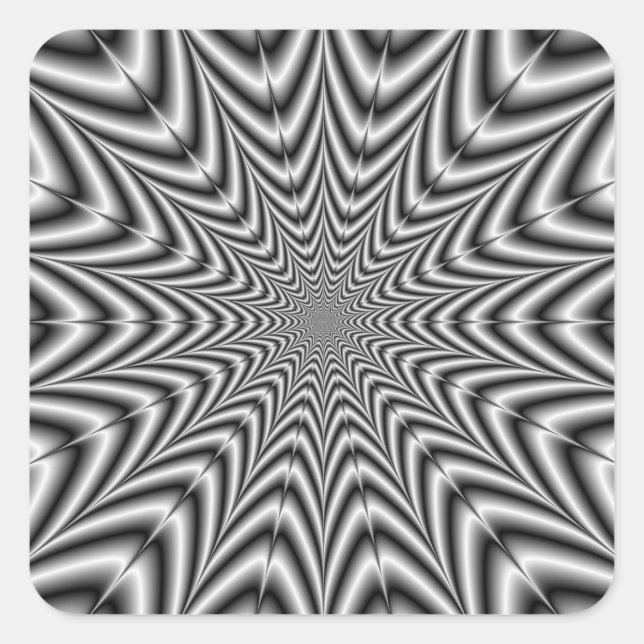 Cuadrada Super Nova pegatina en blanco y negro (Anverso)