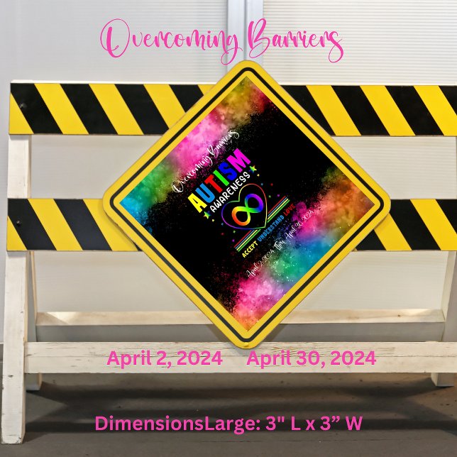 Cuadrada "Superar barreras" Pegatina de autismo cuadrado (Embrace the journey of 'Overcoming Barriers' of Autism with our vibrant square stickers.)