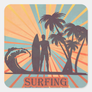 Cuadrada Surfer Dude Pegatina