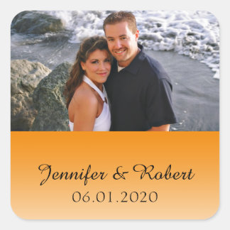 Cuadrada Tangerine Fade Wedding Favor Pegatina