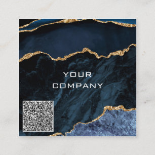 Cuadrada Tarjeta de visita Agy Navy Blue Gold con código QR