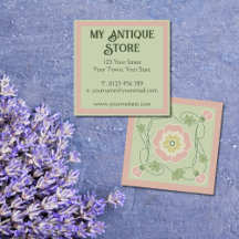 Tarjeta de visita Art Nouveau Pastel Rosa Green Sq