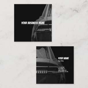 Cuadrada Tarjeta de visita automotriz - Diseño oscuro y atr