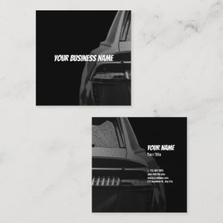Cuadrada Tarjeta de visita automotriz - Diseño oscuro y atr