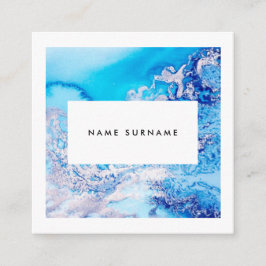 Cuadrada Tarjeta de visita azul de mármol del cuadrado de