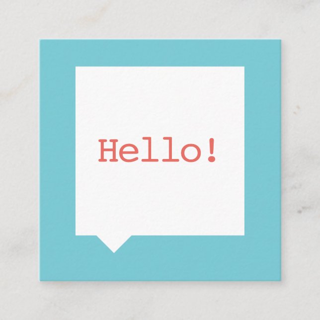 Cuadrada Tarjeta de visita azul minimalista de SpeechBubble (Anverso)