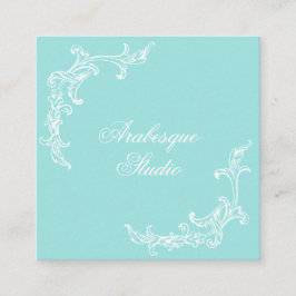 Cuadrada Tarjeta de visita azul y blanca suntuosa, barroca 