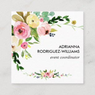 Cuadrada Tarjeta de visita Boho Floral Bouquet Square