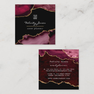 Cuadrada Tarjeta de visita Burgundy and Gold Geode Agate St