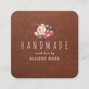 Cuadrada tarjeta de visita casera de cuero rústico