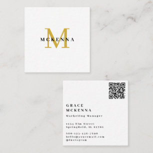Cuadrada Tarjeta de visita con código QR moderno blanco y d