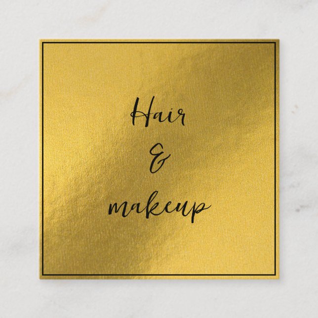 Cuadrada Tarjeta de visita con fondo dorado (Anverso)