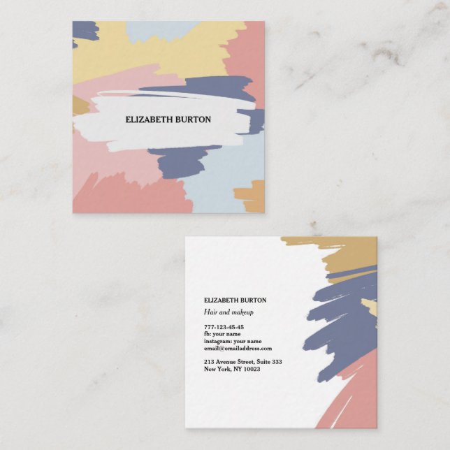 Cuadrada Tarjeta de visita con un fondo de groovía moderno. (Anverso / Reverso)