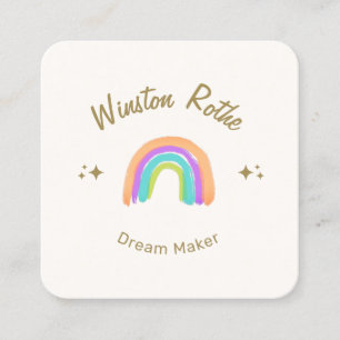 Cuadrada Tarjeta de visita Cuidada Happy Watercolor Rainbow