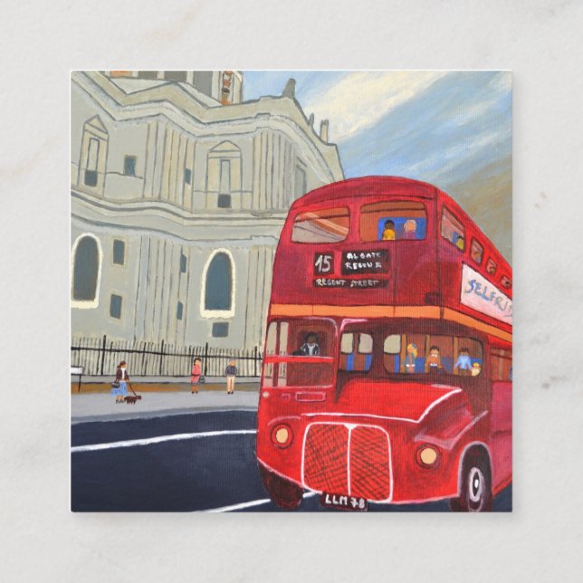 Cuadrada Tarjeta de visita de bus de Londres (Reverso)